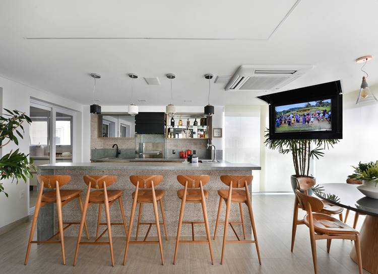 American kitchen with large countertop