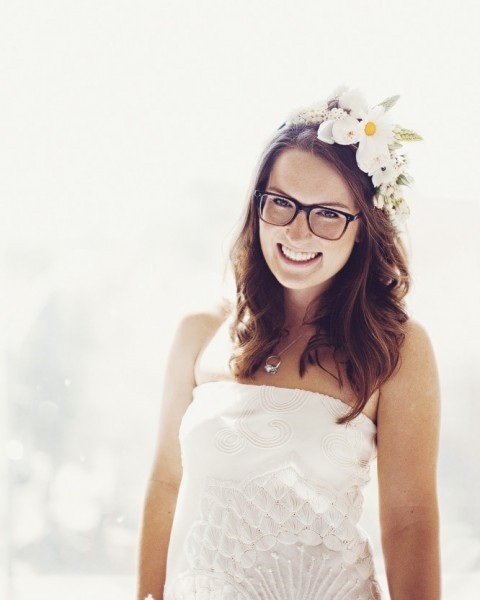 Bride wearing glasses