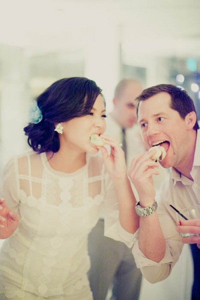 wedding party with food and drink