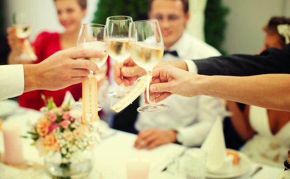 bride and groom toast