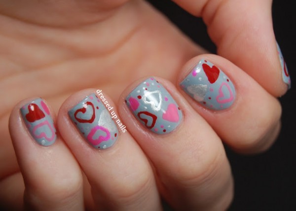 Decorated nails for Valentine's Day