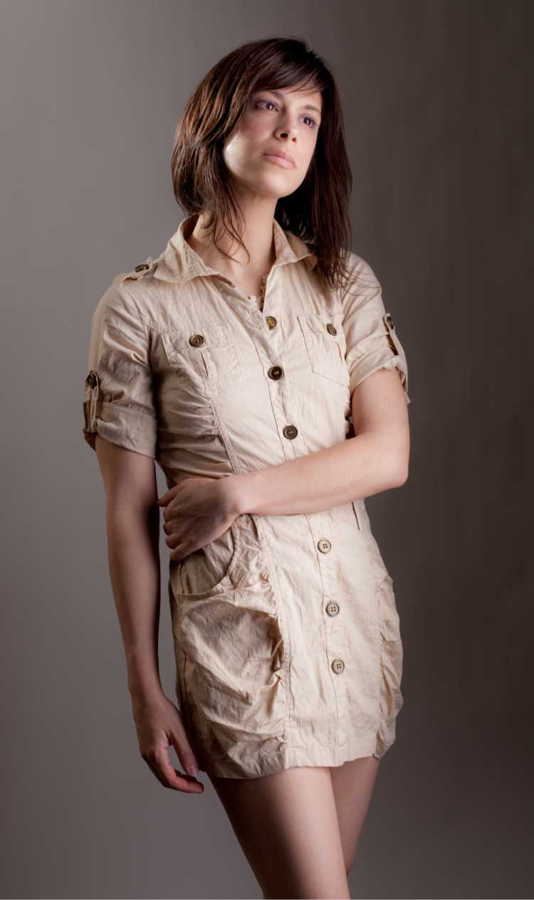 short brown button front dress