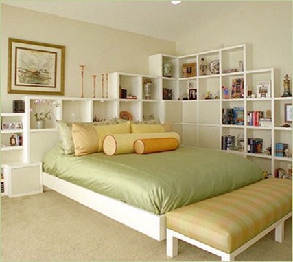 shelves to decorate small bedroom