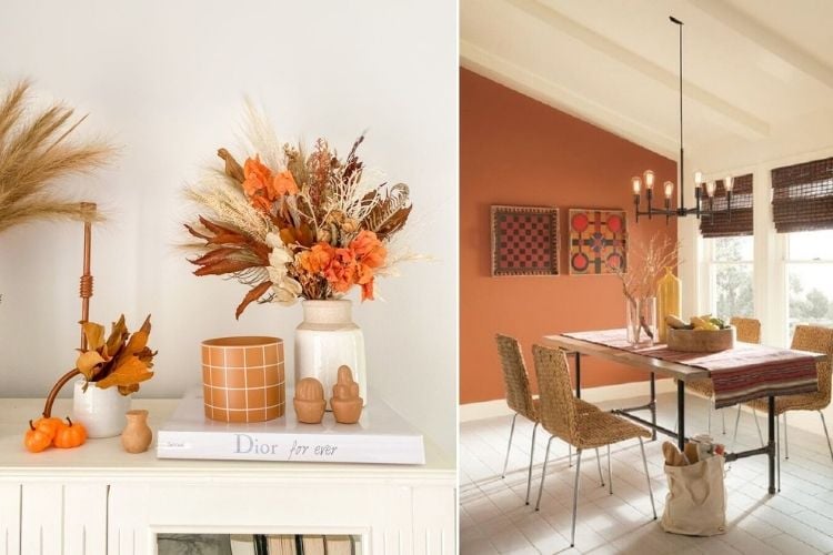 dining room in orange tones