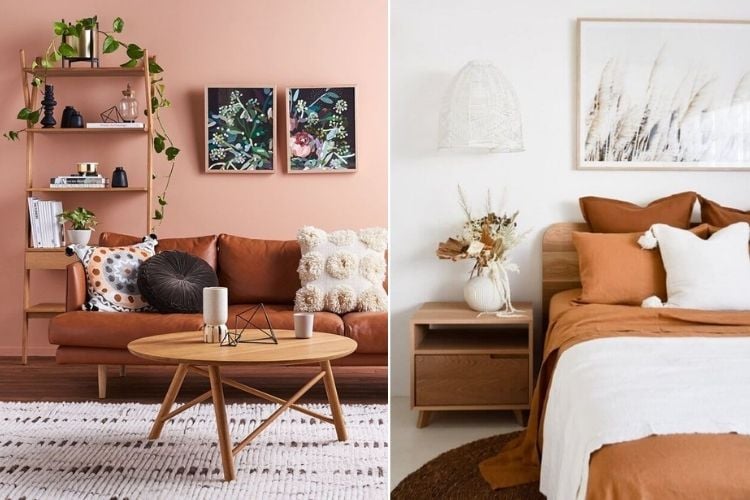 living room and bedroom with autumn decor