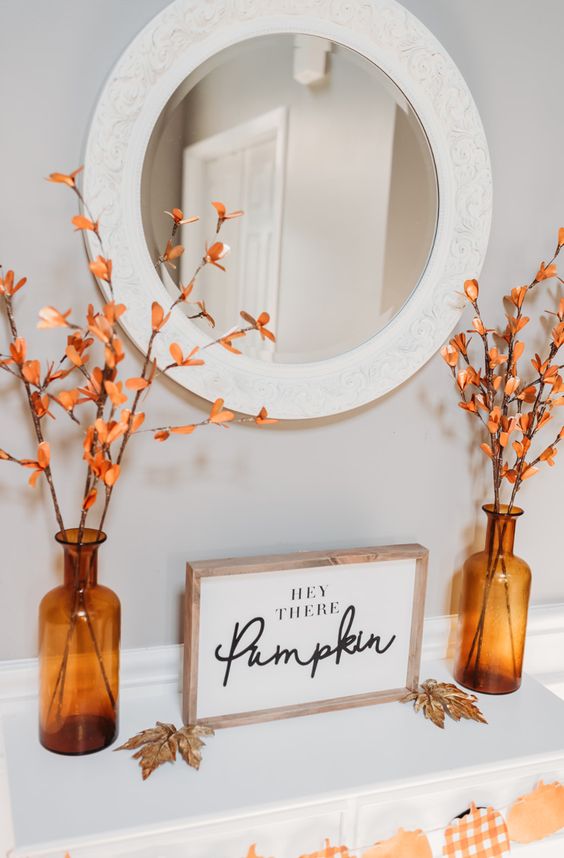 Decorated shelf.