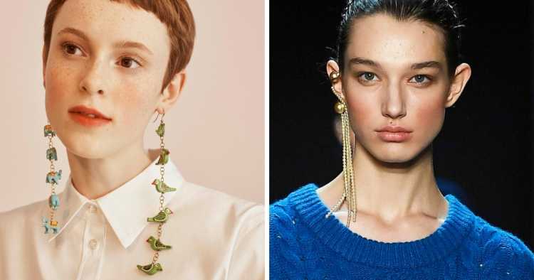 Elongated earrings are one of the trends in semi-jewelry for summer 2019