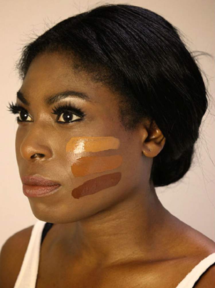 Foundation and powder in makeup for those with dark skin