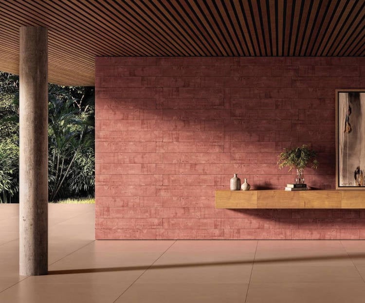 Open area covered with porcelain tiles.