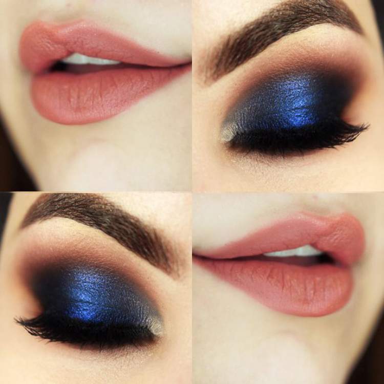 Makeup for those with brown eyes: Metallic blue eyeshadow