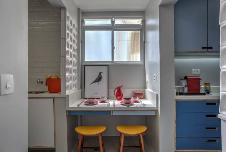 Kitchen with small corner for quick meals.