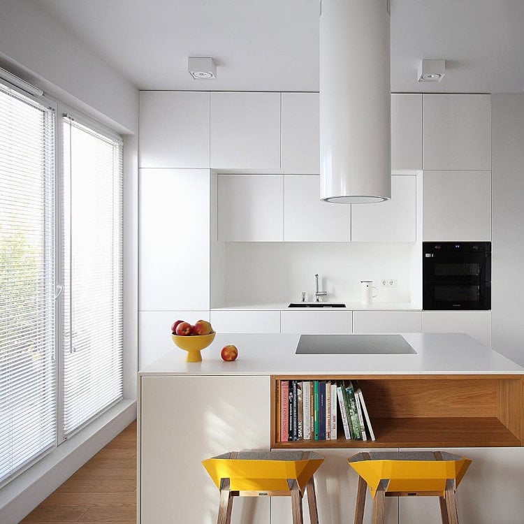 Small kitchen with island.