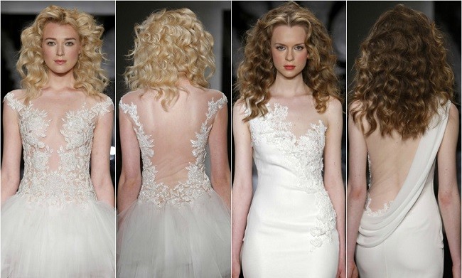 2014 wedding dress trends with asymmetrical embroidery