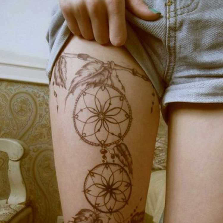 Large tattoo on thigh