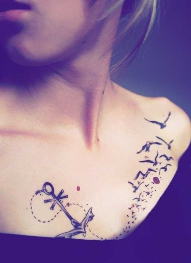 Female chest tattoo