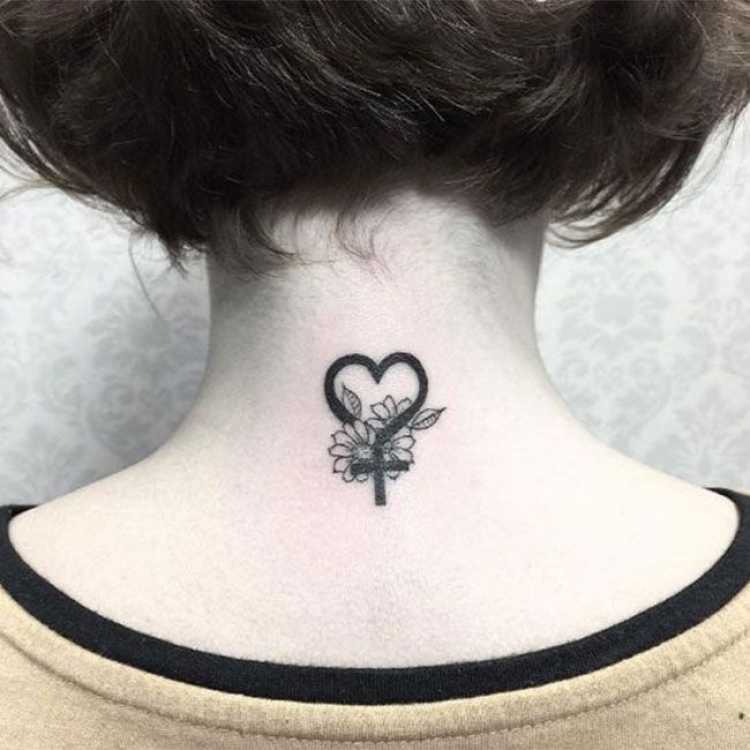 Female tattoo design for back of neck