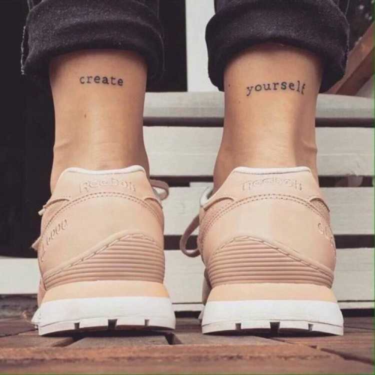 Female tattoo with words that complete each other