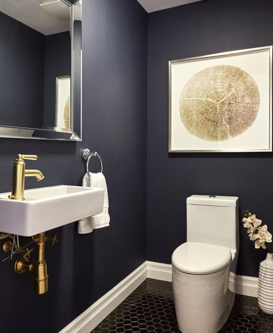 Navy blue bathroom