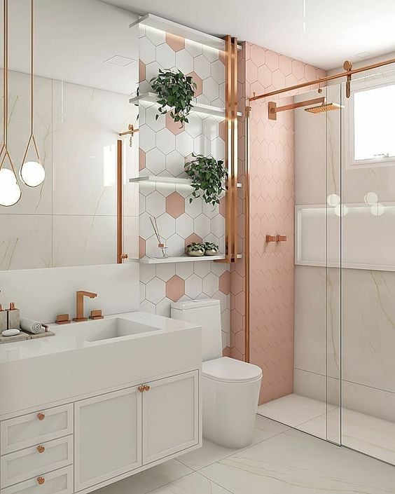 Rose gold bathroom