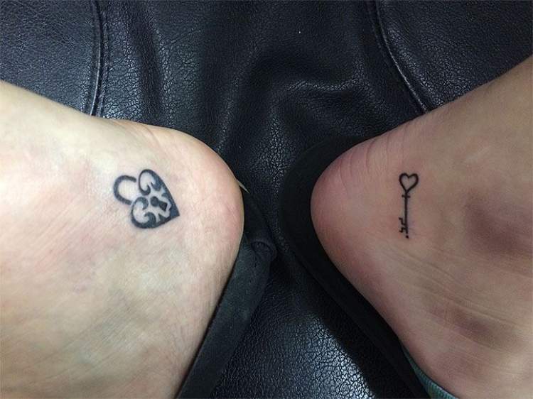 Lock and Key Tattoo for Mother and Daughter