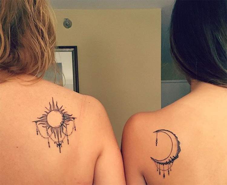 Mother and Daughter Tattoo: Sun and Moon