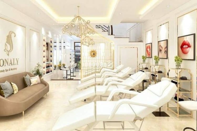 Beauty salon with waiting sofa.