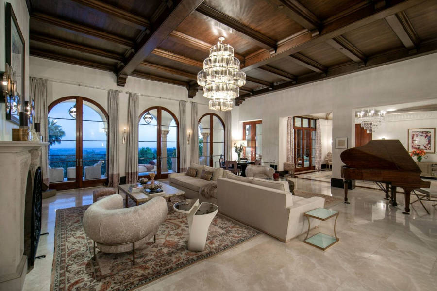 Living room and piano.