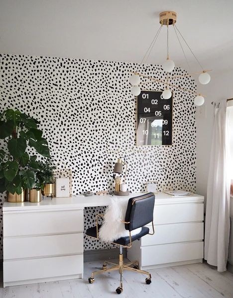 Black and white home office.