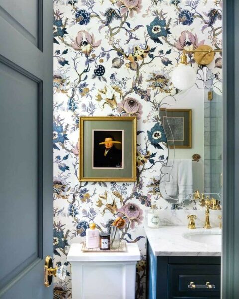 Flowery bathroom.