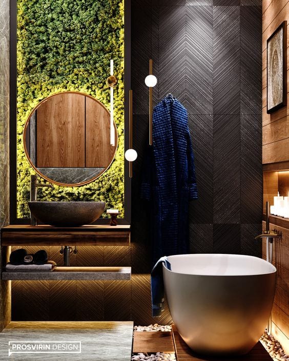 Bathroom with vertical garden