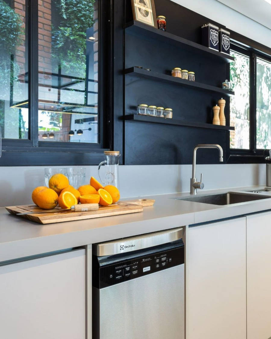 White and black kitchen.