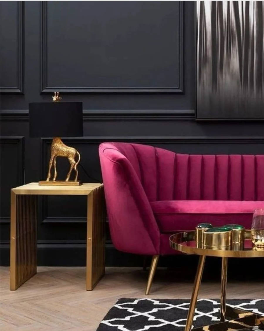 Sofa in magenta color.