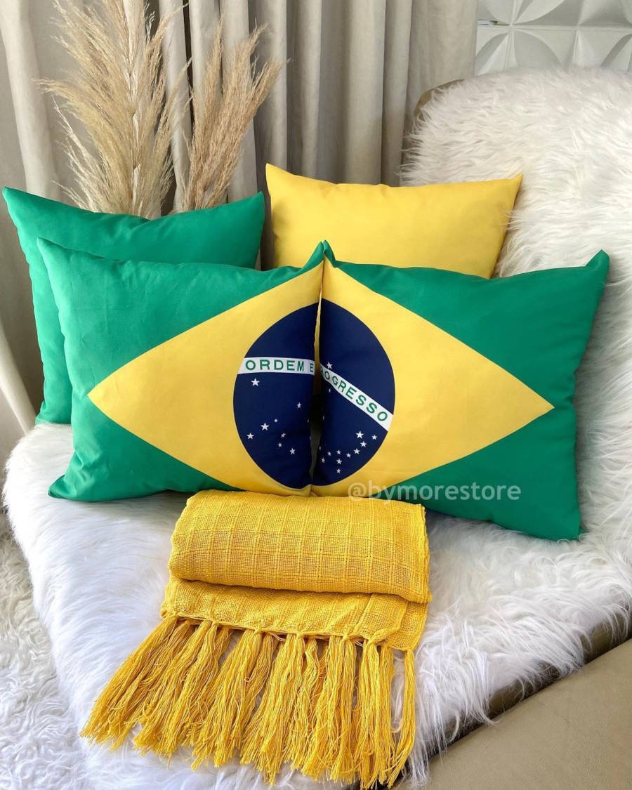 Cushions with Brazilian flag.