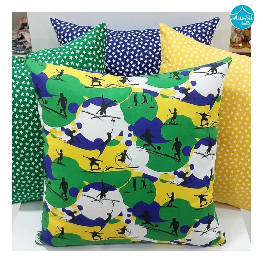 Cushion cover with sports.