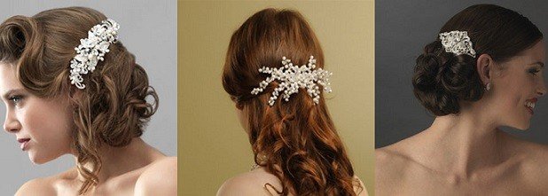 Combs and barrettes are hair accessories for brides