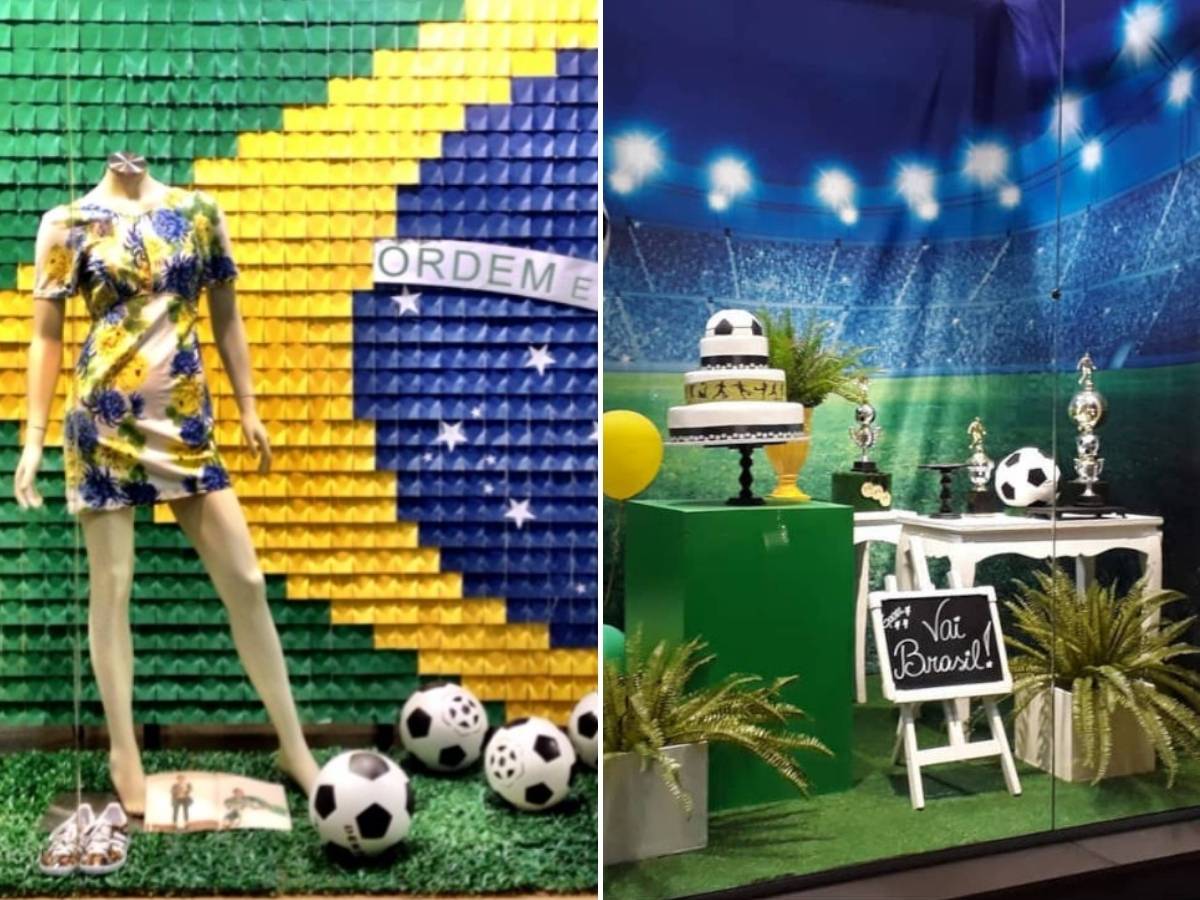 Dois modelos de vitrine da Copa.