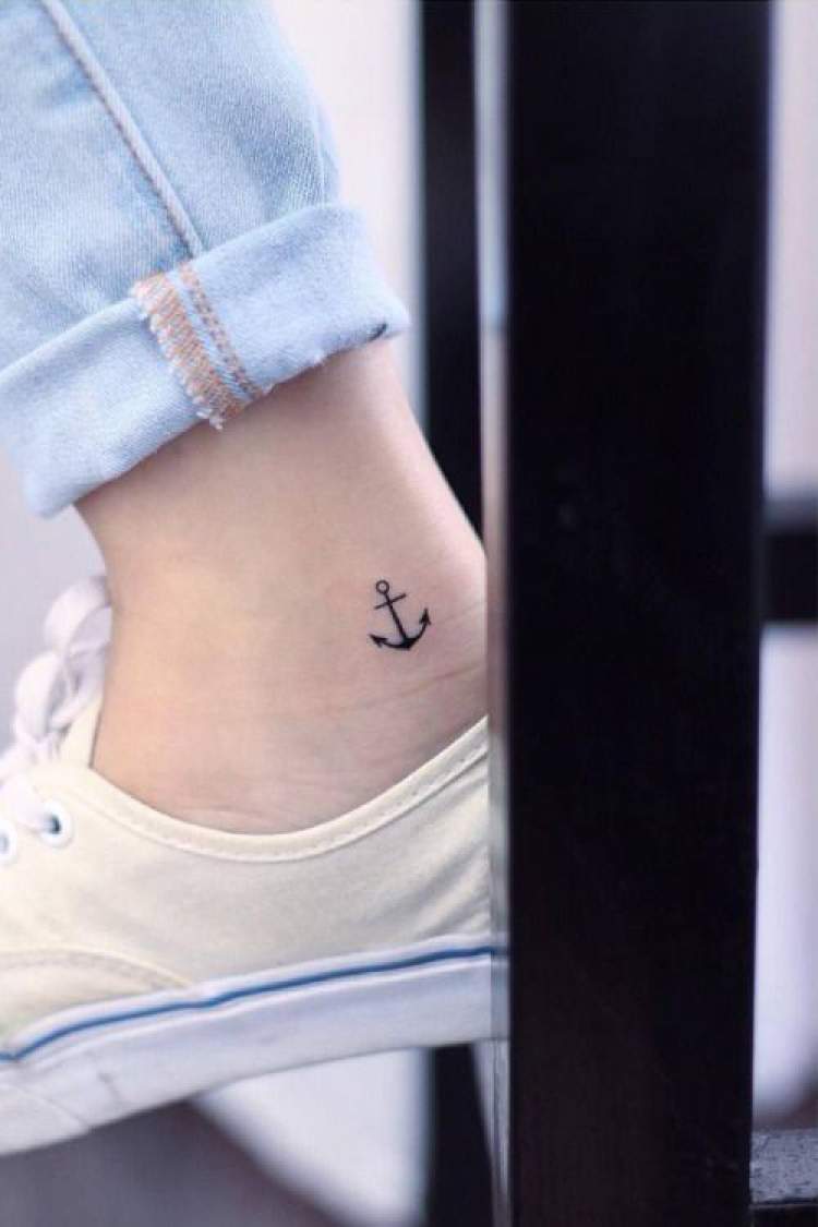 Small anchor tattoo on ankle