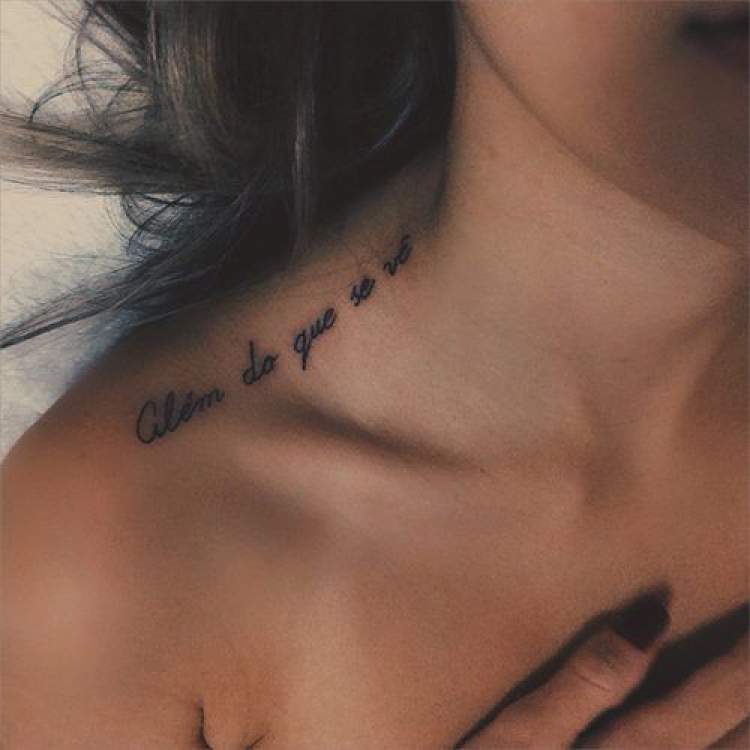 Phrase tattoo on shoulder