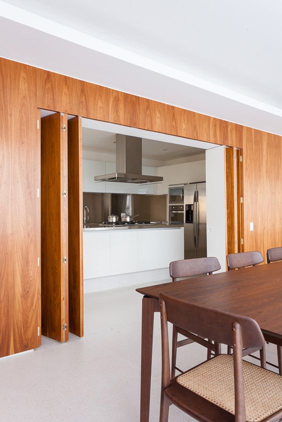 Hidden kitchen with folding door