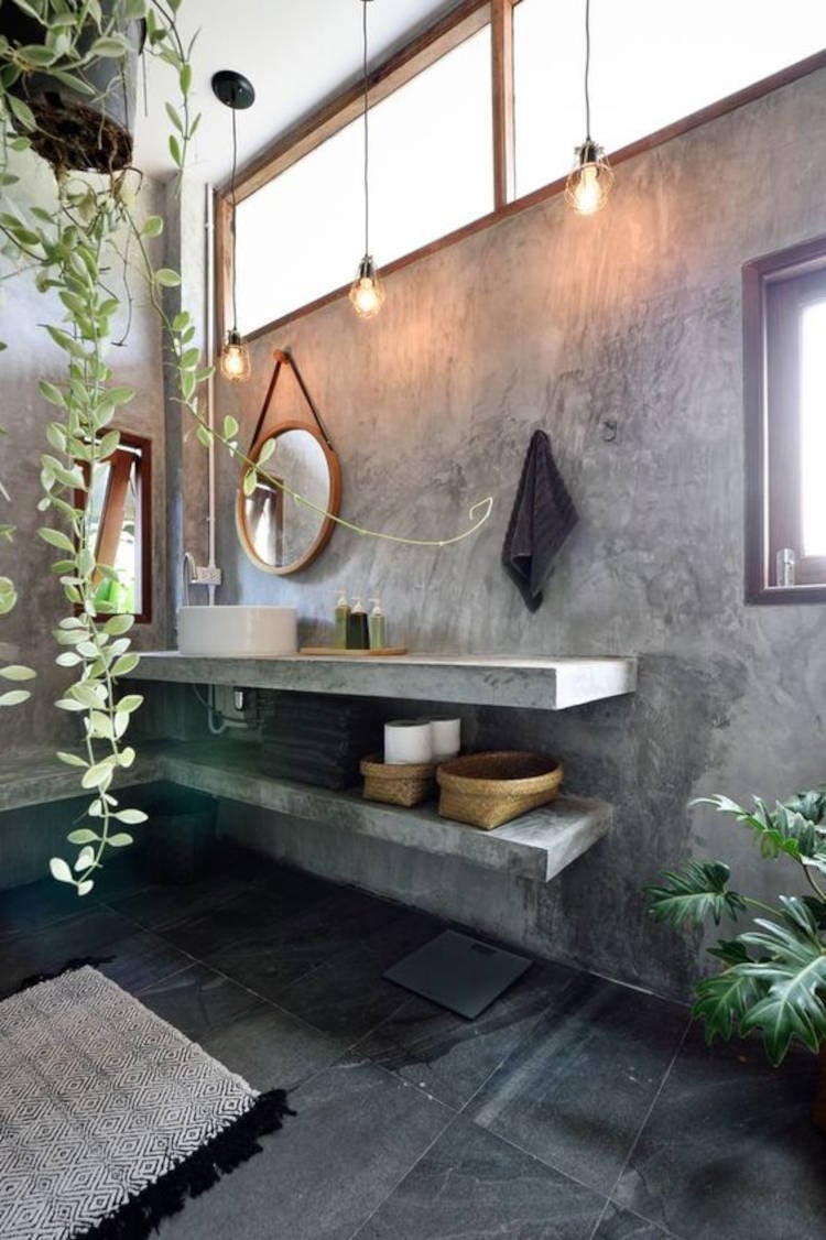 Bathroom with industrial style decor.