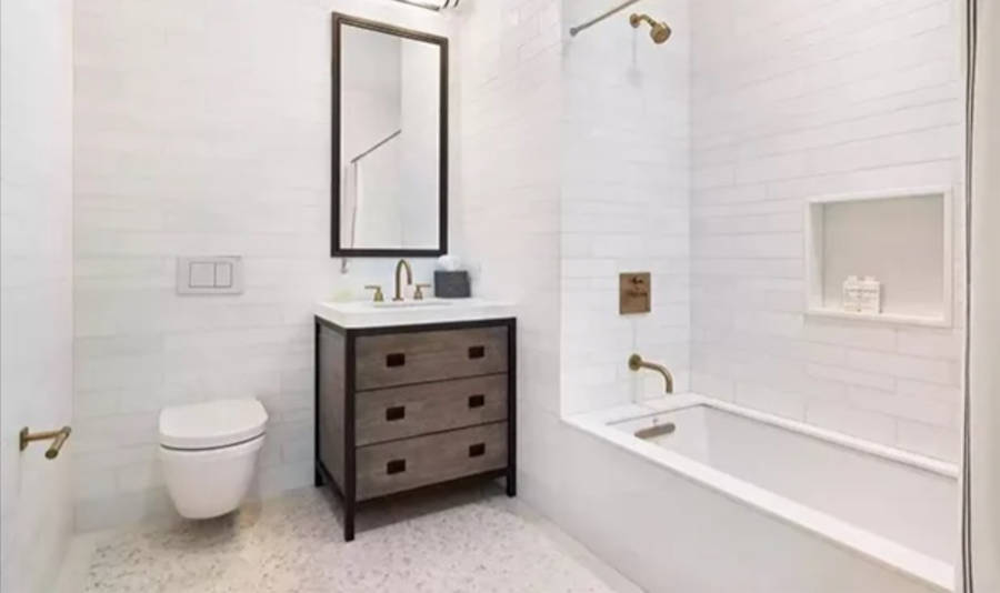 Jennifer Lawerence's loft guest bathroom.