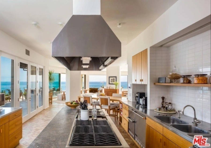 American kitchen integrated with living room.