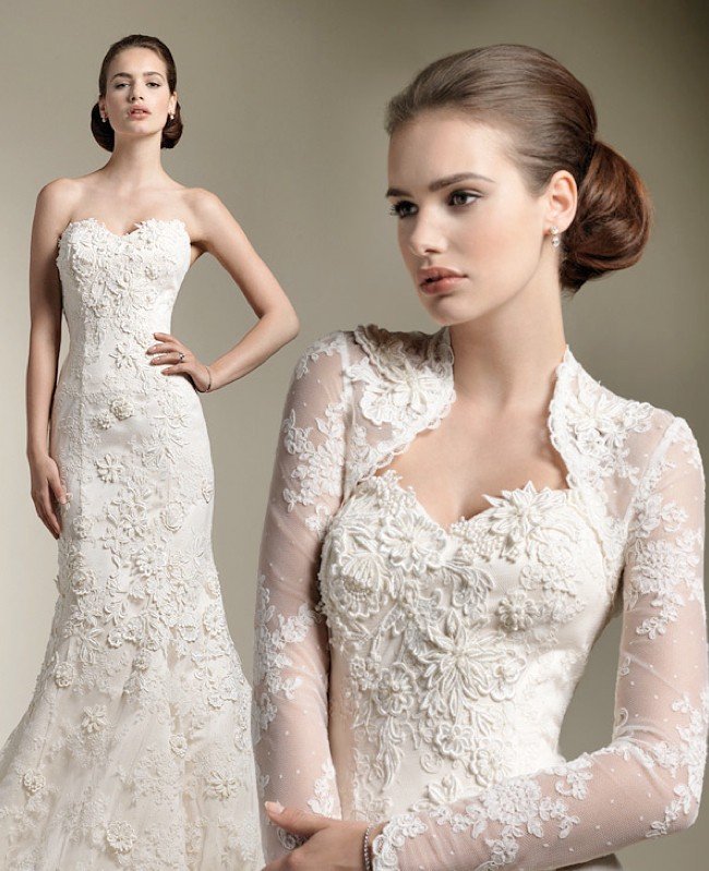 beautiful evangelical wedding dress with bolero