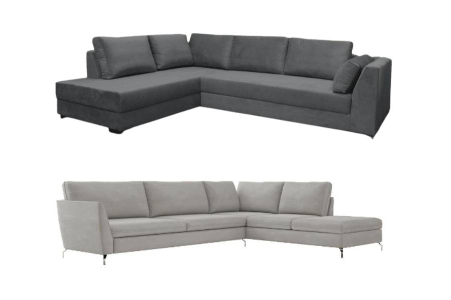 Gray 5-seater sofas.