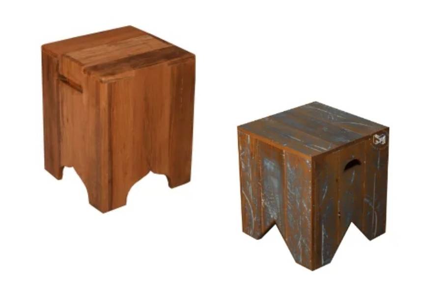 Rustic stools used in the living room.