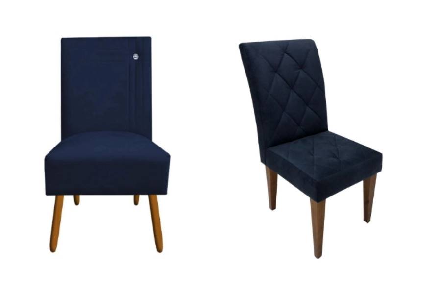 Navy blue velvet chair.