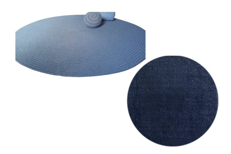 Round blue rugs.