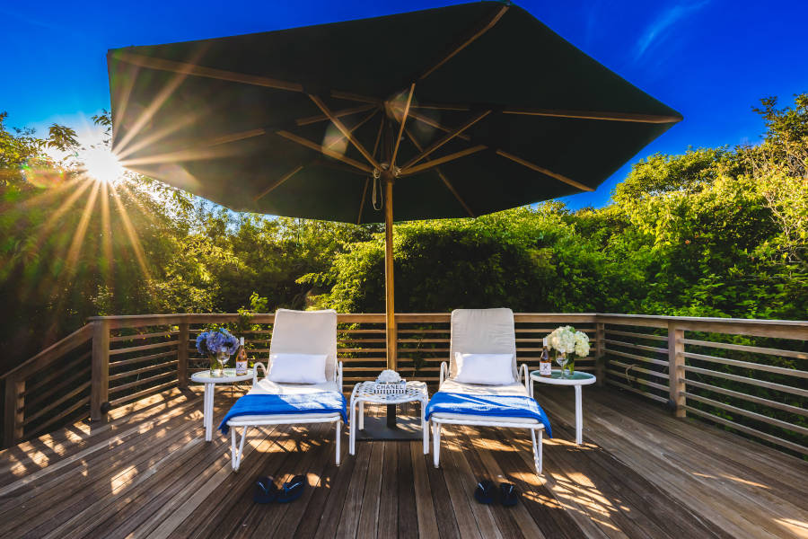 Outdoor wooden deck.