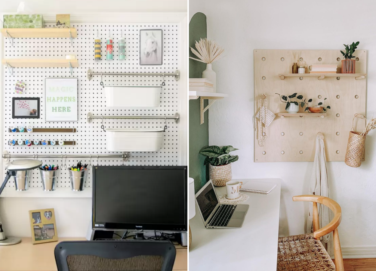 Home office wall decor: pegboard