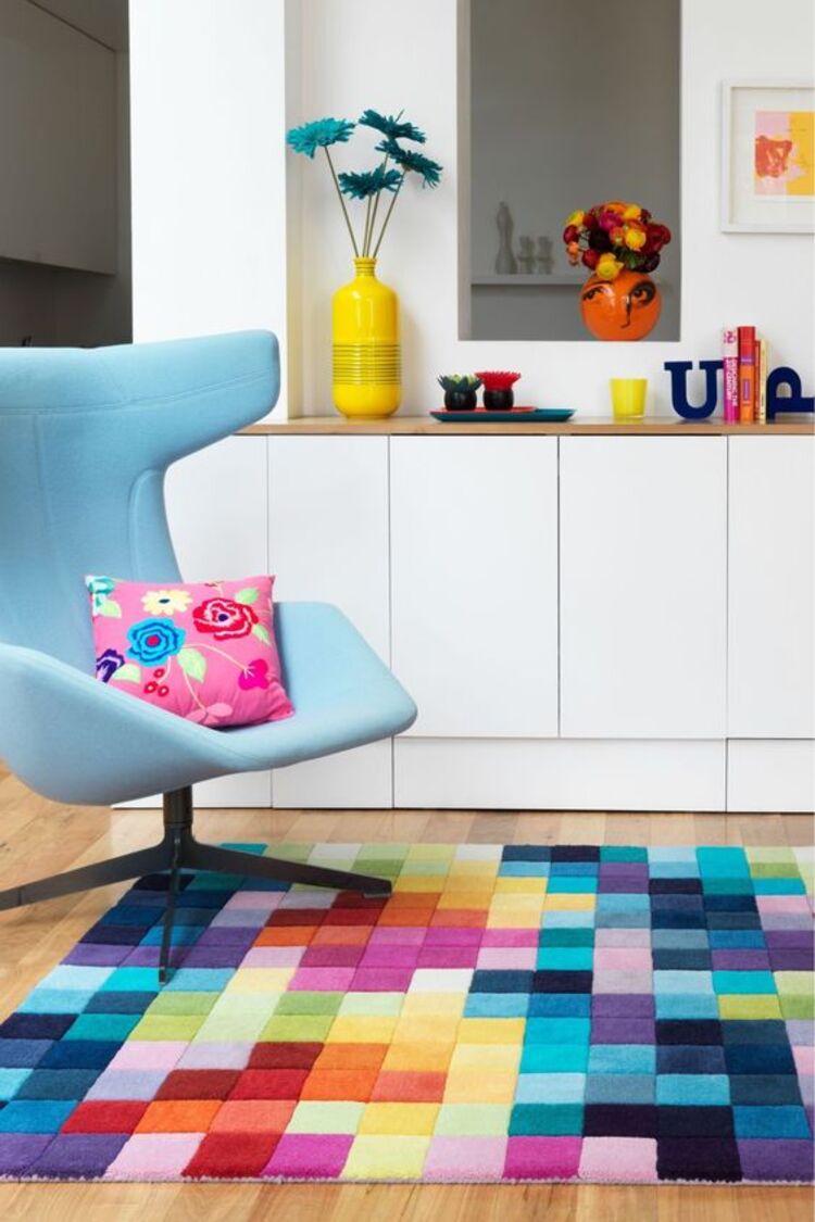 Colorful squares rug.